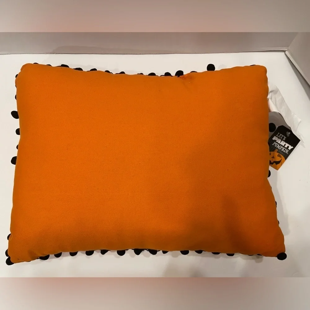 Halloween BOO Ghost Pumpkin Spider Orange Decorative 13”x18” Pillow NWT
